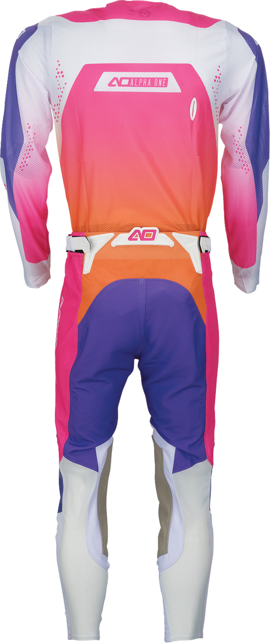 MOOSE OFFROAD Alpha One Pants - Orange/Purple US 30 with Durable Full Grain Leather and Ventilated Perforated Panels