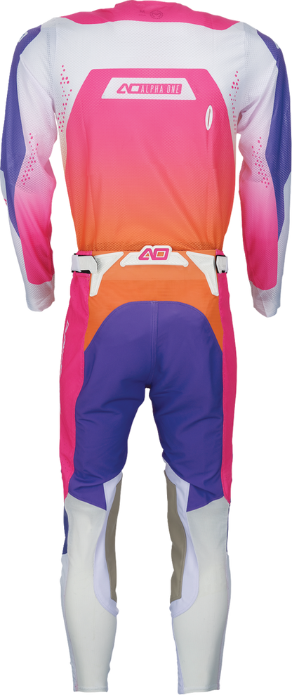 MOOSE OFFROAD Alpha One Pants - Orange/Purple US 30 with Durable Full Grain Leather and Ventilated Perforated Panels