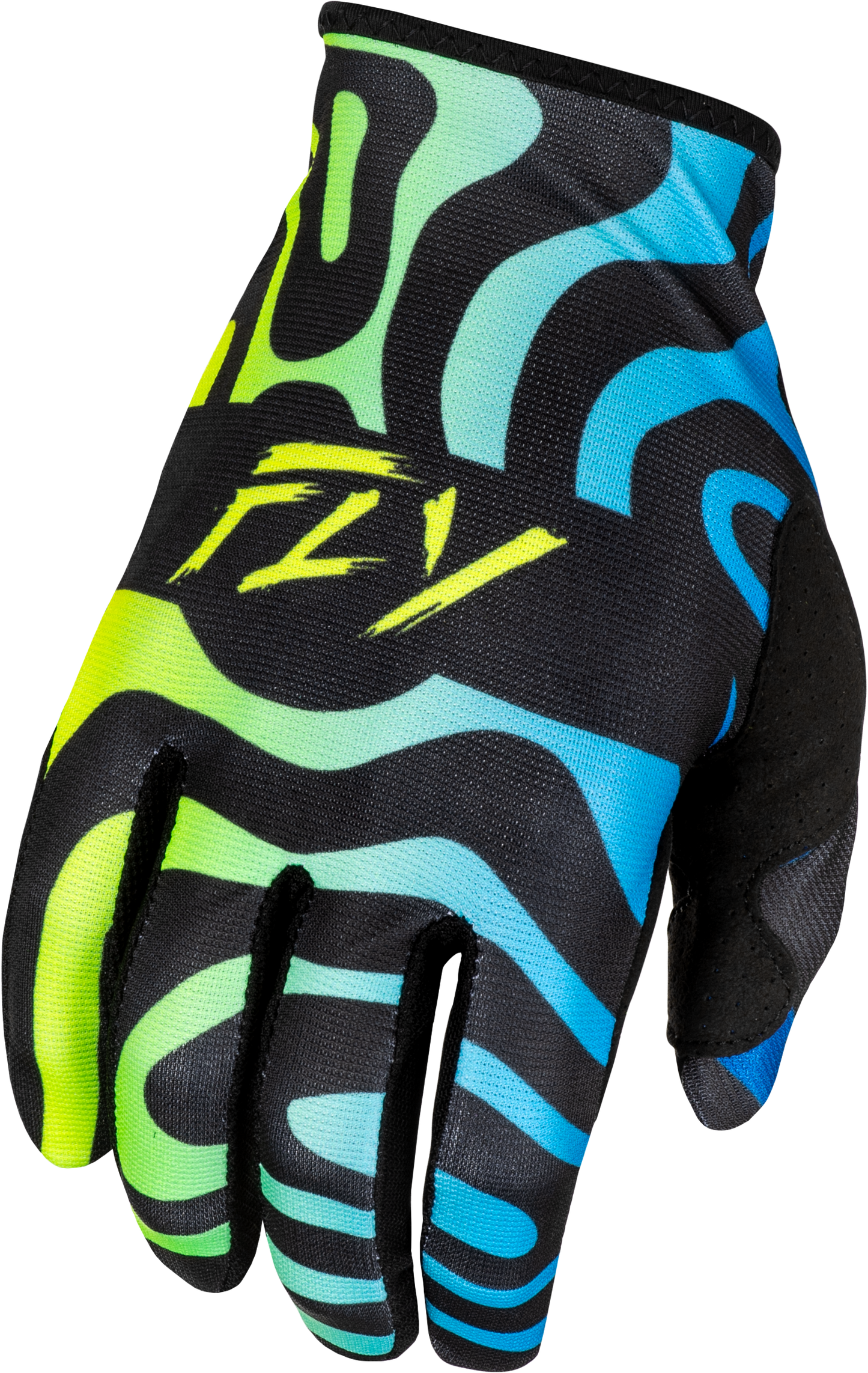 Fly Racing Lite Zen Gloves Black/Blue/Hi Vis 2X - Lightweight Race Gloves with Touch Screen Compatibility