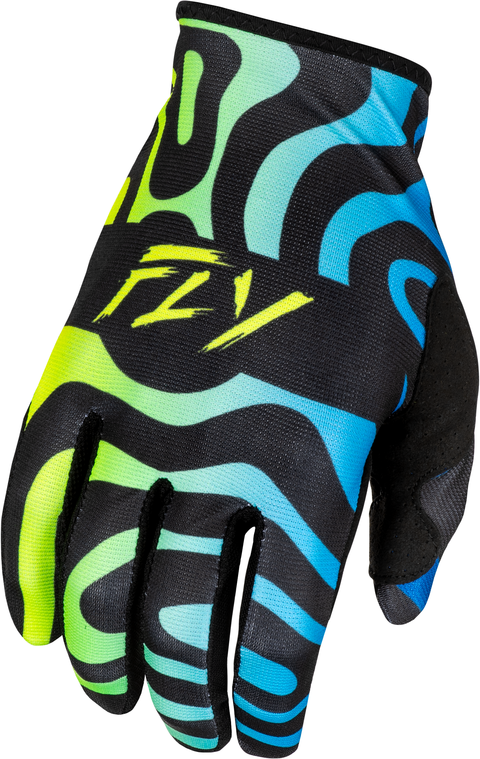 Fly Racing Lite Zen Gloves Black/Blue/Hi Vis 2X - Lightweight Race Gloves with Touch Screen Compatibility