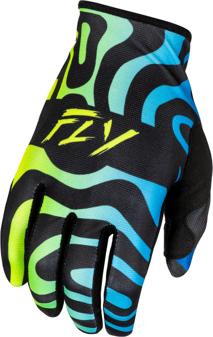Fly Racing Lite Zen Gloves Black/Blue/Hi Vis 2X - Lightweight Race Gloves with Touch Screen Compatibility