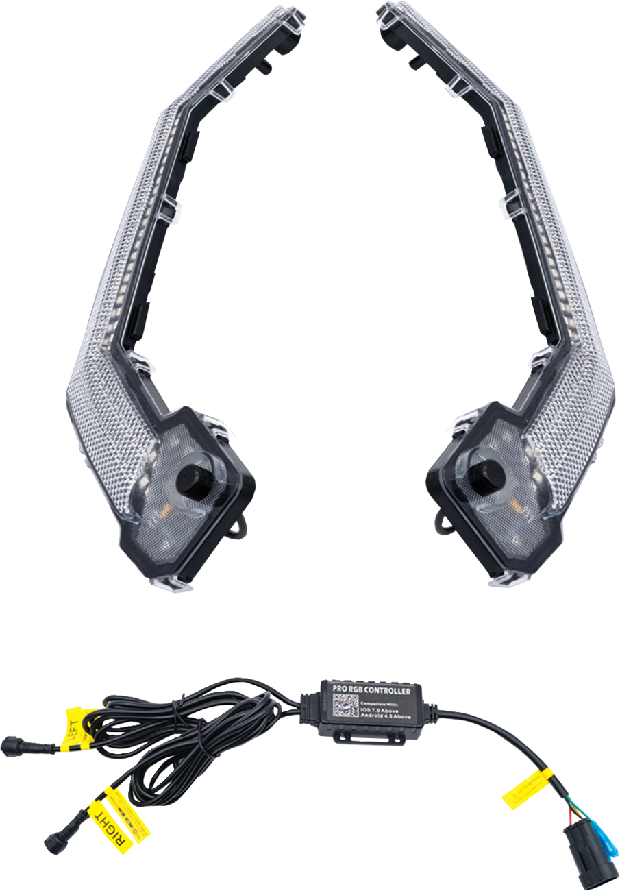 BRITE-LITES Fang Lights X3 (Part Number: BL-X3FG) – RGB Bluetooth Remote & Turn Signal Compatibility