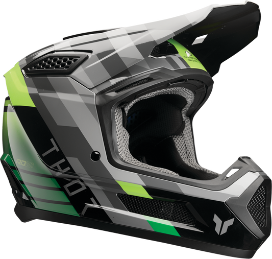THOR Fleet Camber Helmet - Black/Green, XS - Durable Polycarbonate/ABS Shell with Impact Technology