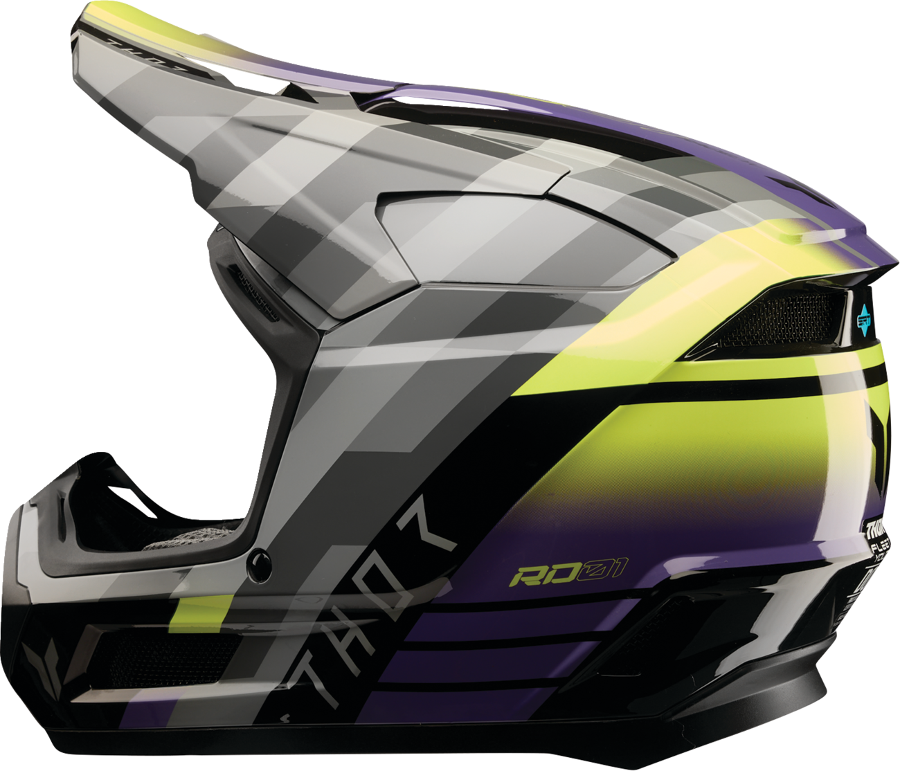 THOR Youth Fleet Helmet Camber Large - Black and Purple with Impact-Absorbing Features