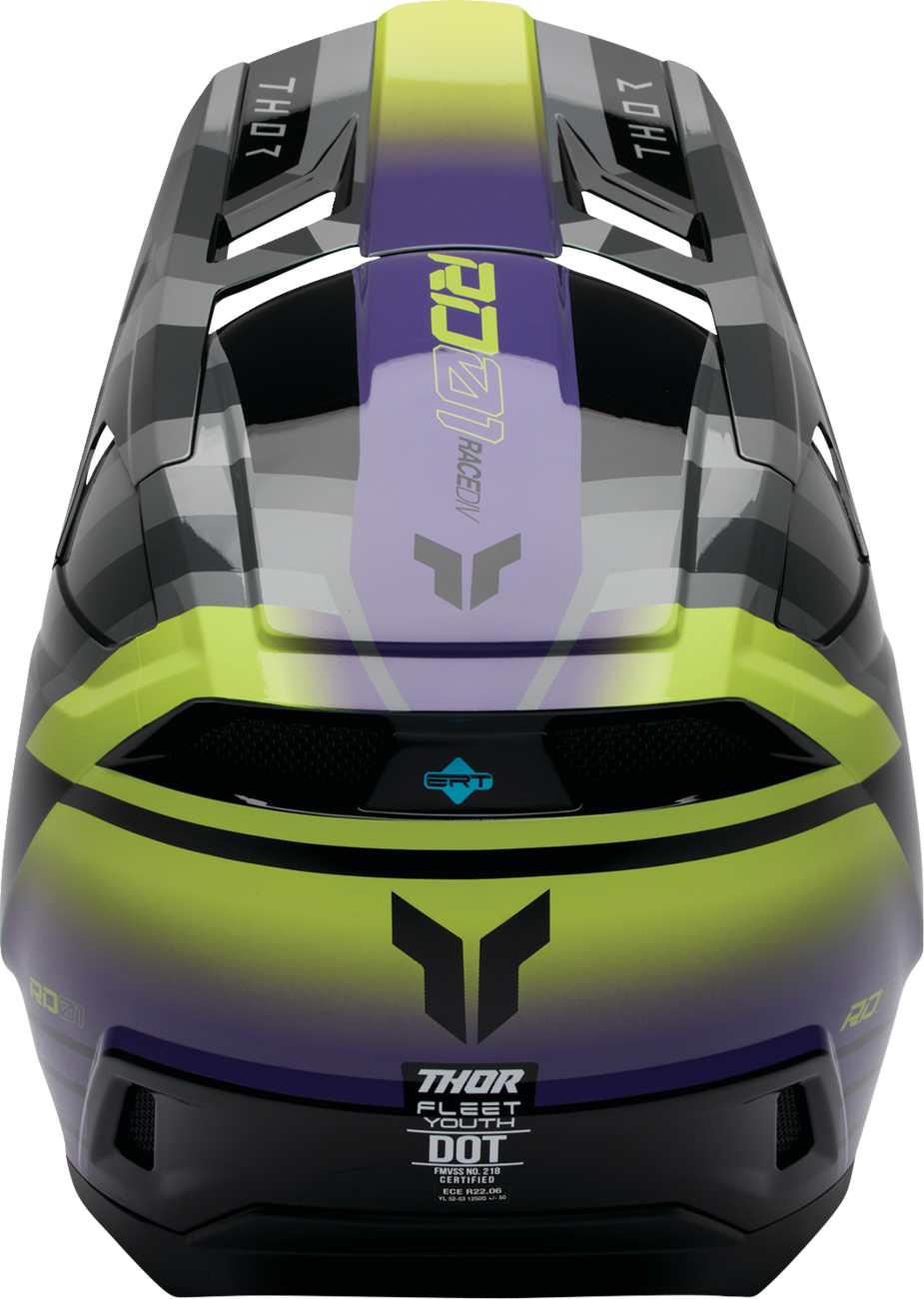 THOR Youth Fleet Helmet Camber Large - Black and Purple with Impact-Absorbing Features