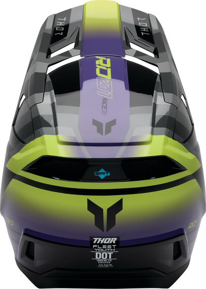 THOR Youth Fleet Helmet Camber Large - Black and Purple with Impact-Absorbing Features