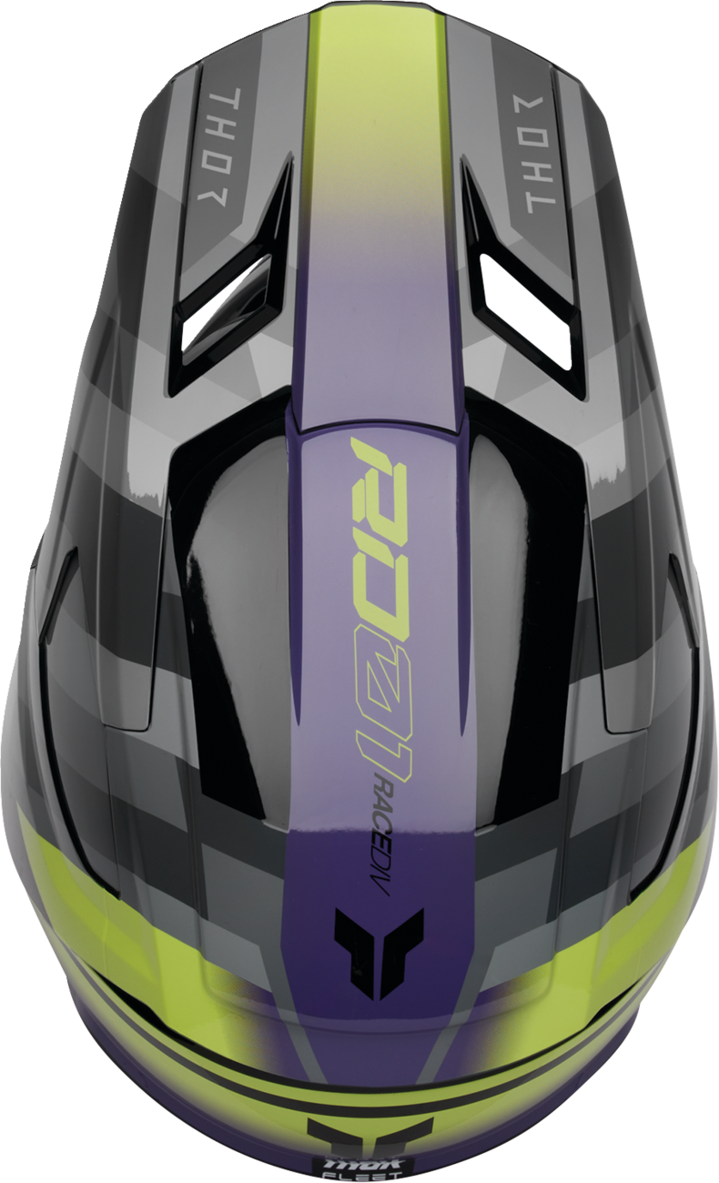 THOR Youth Fleet Helmet Camber Large - Black and Purple with Impact-Absorbing Features