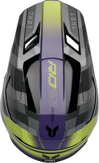 THOR Youth Fleet Helmet Camber Large - Black and Purple with Impact-Absorbing Features
