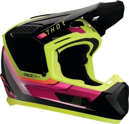 THOR Fleet Defy Helmet - Black/Acid Large | Durable Polycarbonate/ABS Shell with Impact Technology