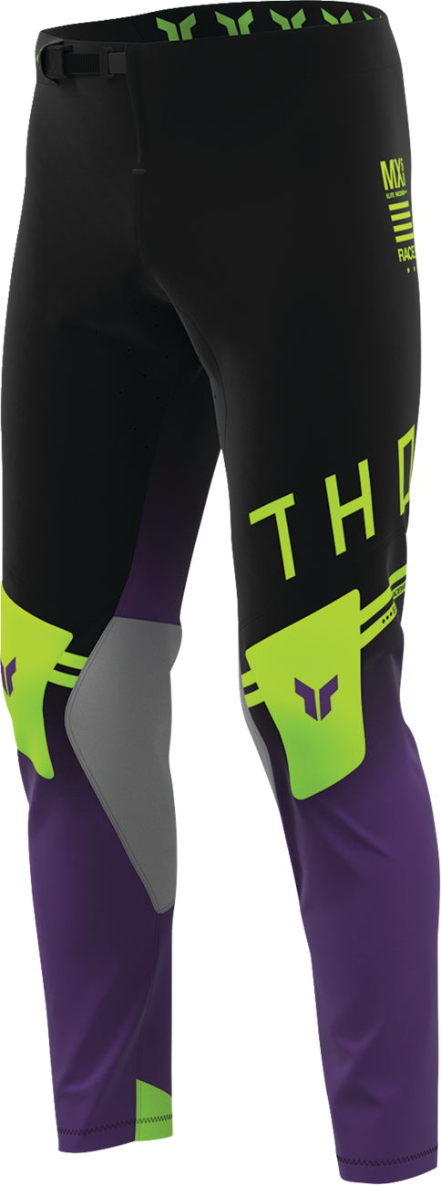 THOR Sportmode Geo Pants - Black/Purple US 28 with 4-Way Stretch and Advanced Ventilation