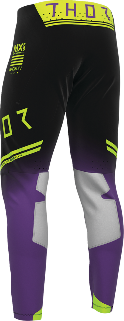 THOR Sportmode Geo Pants - Black/Purple US 28 with 4-Way Stretch and Advanced Ventilation