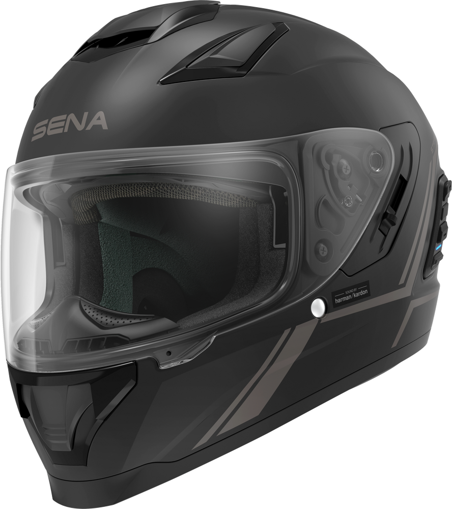 Sena Stryker Helmet Bluetooth Mesh Harman Kardon Sound : Matte Black Gloss White