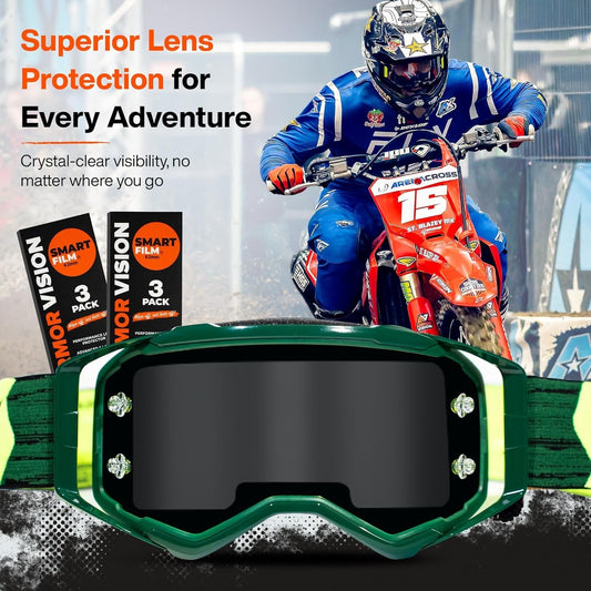 Armor Vision Smart Film Strips MX / OFF ROAD Goggle Lens Protector 36mm 3-PACK