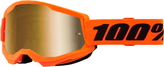 100% Strata 2 Junior Goggles Neon Orange w Mirror Gold Lens