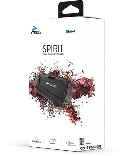 Cardo Systems Spirit Motorcycle Bluetooth Comm Headset - Black, Single Pack