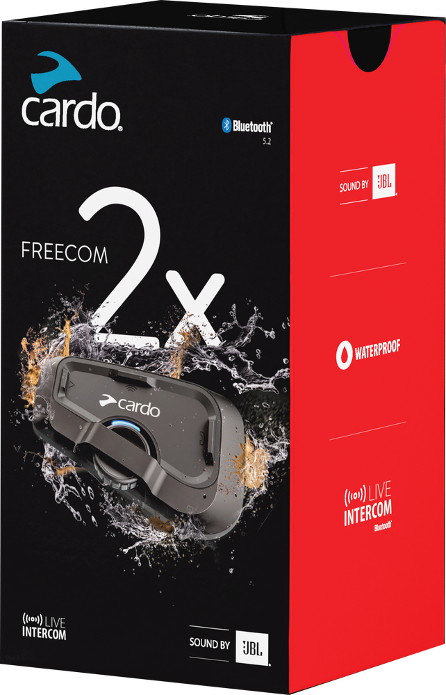 Cardo Systems FREECOM 2X Motorcycle 2-Way Bluetooth Comm Sys Black, Single