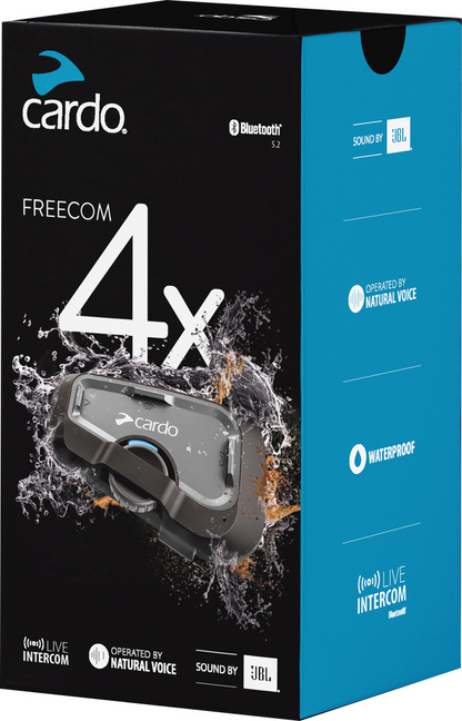 Cardo Systems FREECOM 4X Motorcycle 2-Way Bluetooth Comm Sys Black, Single