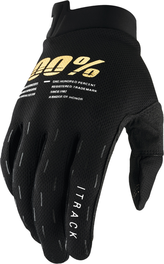100%  ITRACK Youth Ultralight Motocross Gloves Black XL