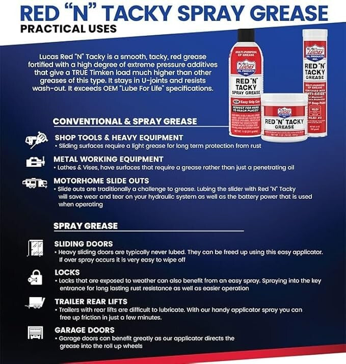 Lucas Oil Red 'N' Tacky Grease - 14 Oz Cartridge 10005-30