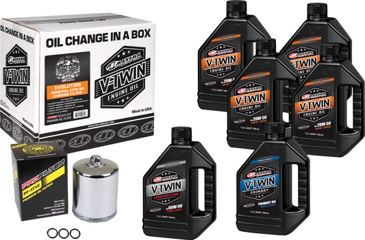 Maxima Mineral 20W-50 Oil Kit 1984-99 Harley EVO Models w Chrome Filter