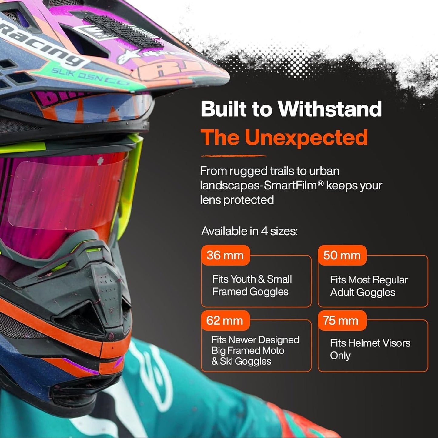 Armor Vision Smart Film Strips MX / OFF ROAD Goggle Lens Protector 36mm 3-PACK