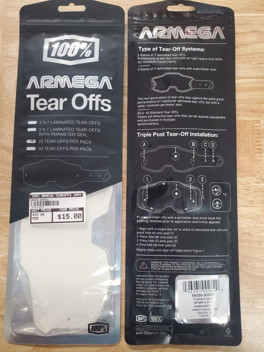 100% Armega Tear Offs 20 Pack 59056-00001