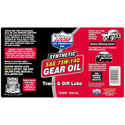 Lucas Synthetic 75W140 Gear Oil 1qt. 10121