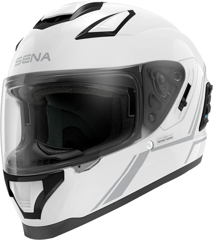 Sena Stryker Helmet Bluetooth Mesh Harman Kardon Sound : Matte Black Gloss White