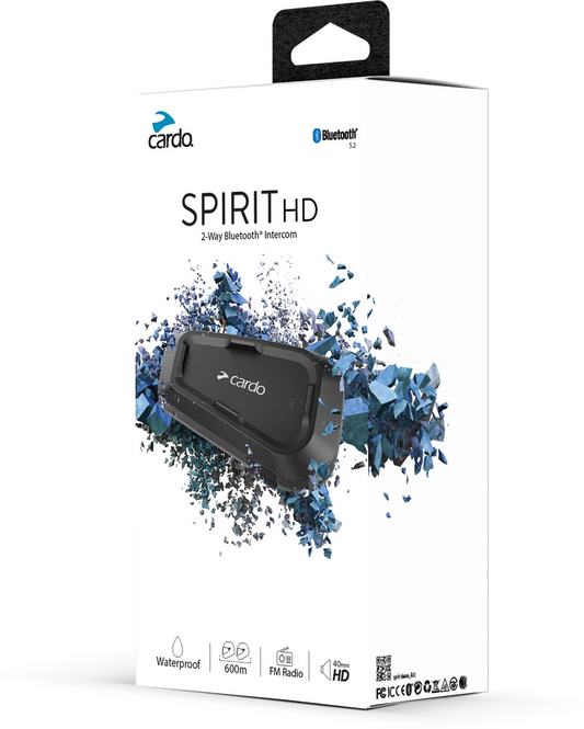 Cardo Spirit HD Motorcycle Bluetooth Communication Headset - Black, Single Pack