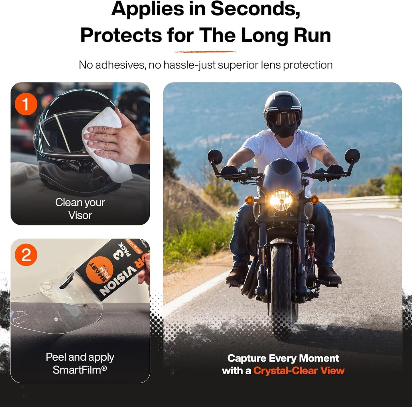 Armor Vision Smart Film Strips MX / OFF ROAD Goggle Lens Protector 36mm 3-PACK