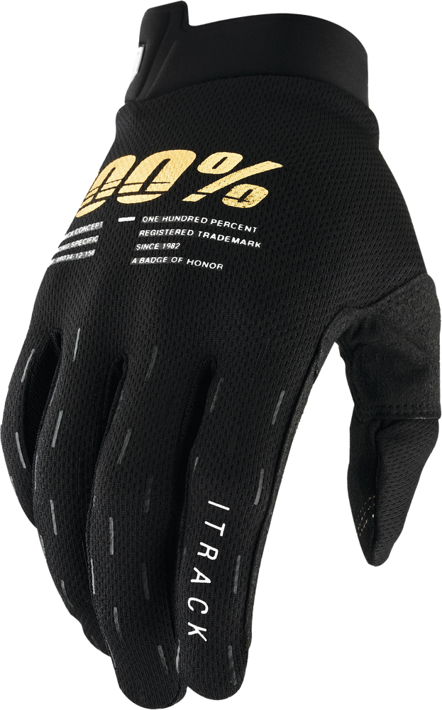 100%  ITRACK Youth Ultralight Motocross Gloves Black Md