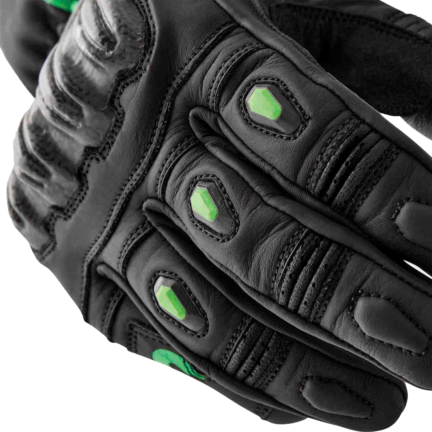 RST S1 Glove Black and Flou Green Leather XL – Men’s and Ladies’ Motorcycle Gloves with Carbon and TPR Protection