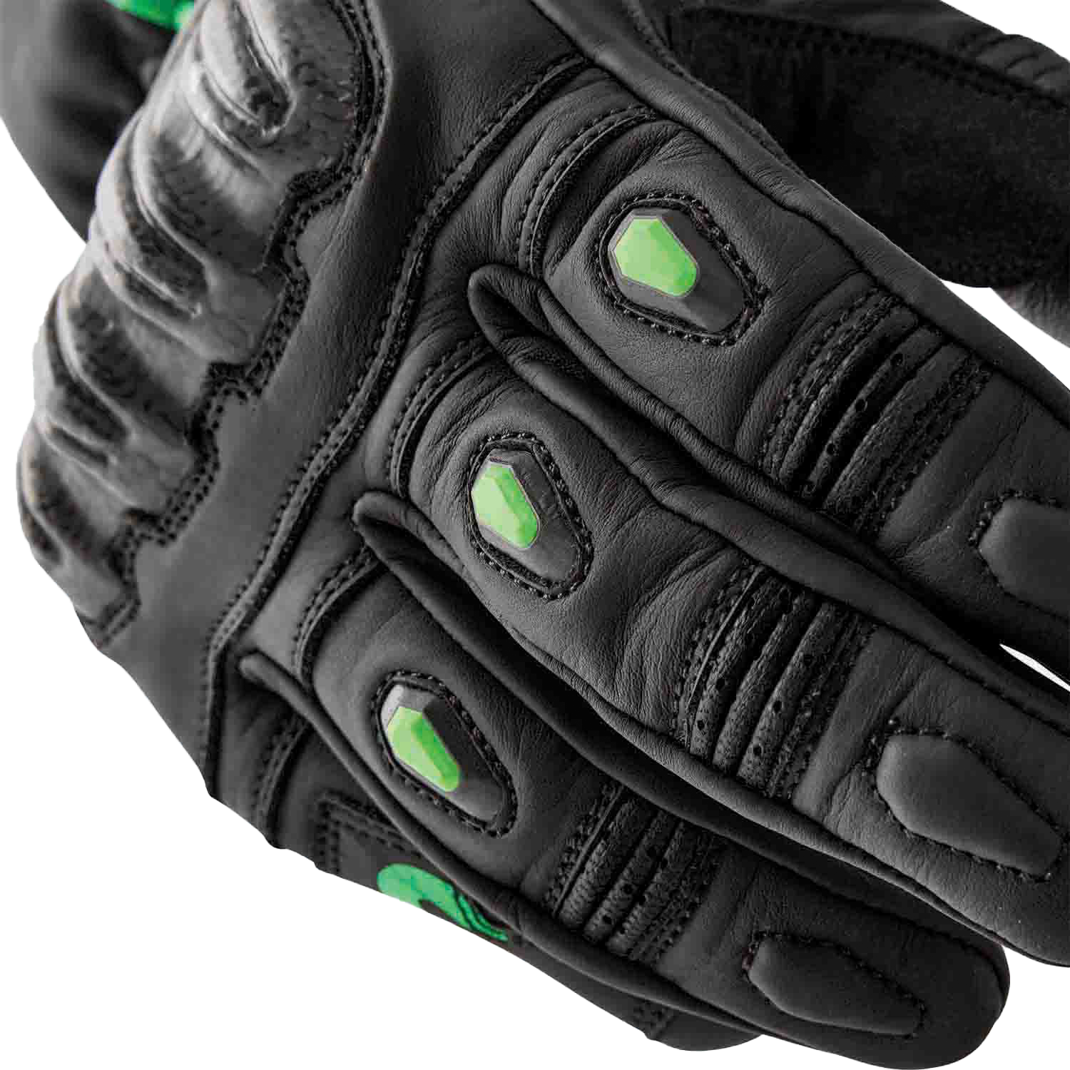 RST S1 Glove Black and Flou Green Leather XL – Men’s and Ladies’ Motorcycle Gloves with Carbon and TPR Protection