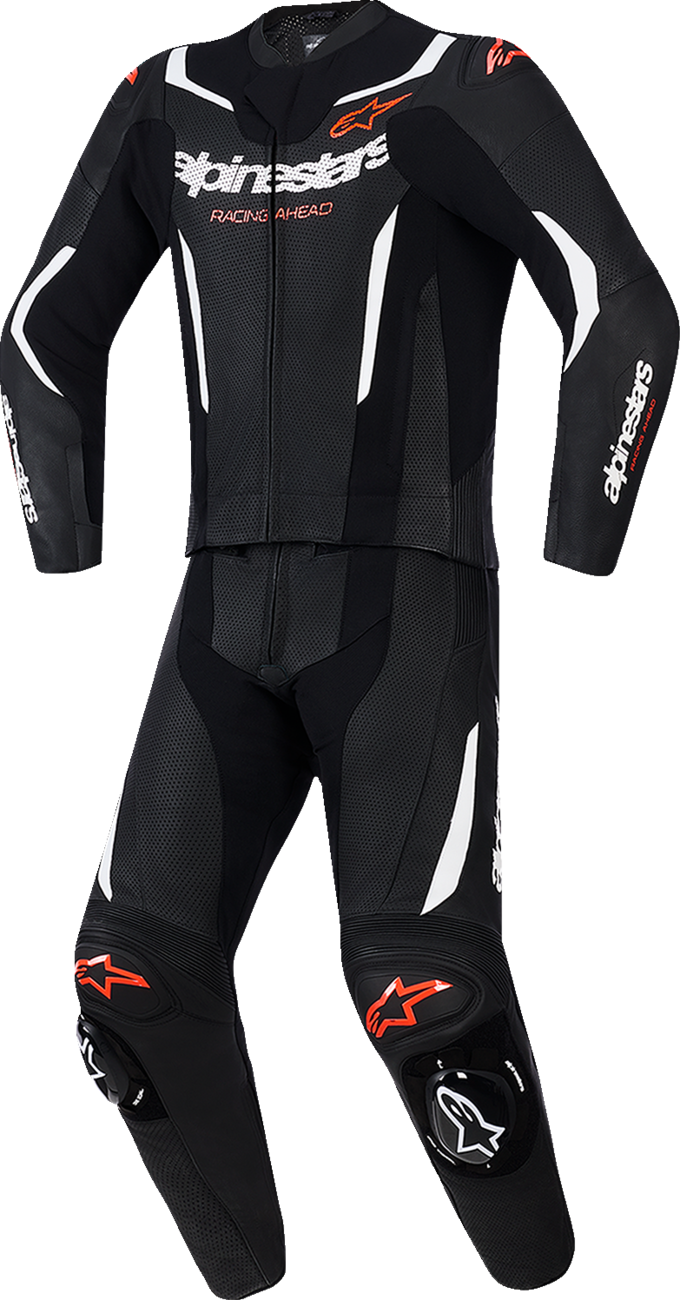 Alpinestars GP Force v2 2-Piece Leather Suit - Black, White & Red Fluo - US 40 / EU 50 (Part Number 3160126-1231-50)