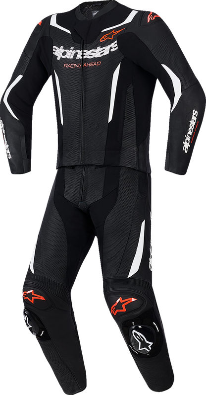 Alpinestars GP Force v2 2-Piece Leather Suit - Black, White & Red Fluo - US 40 / EU 50 (Part Number 3160126-1231-50)