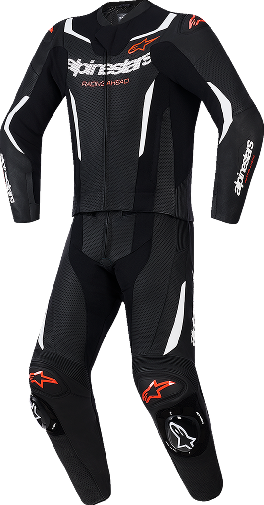 Alpinestars GP Force v2 2-Piece Leather Suit - Black, White & Red Fluo - US 40 / EU 50 (Part Number 3160126-1231-50)