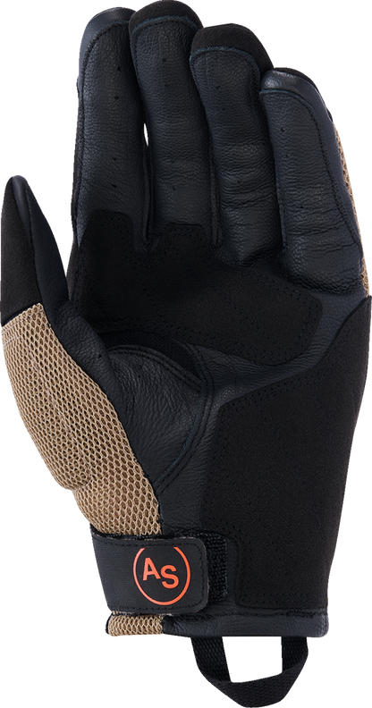 Alpinestars Manti Air Gloves - Lightweight Breathable Summer Riding Gloves in Dark Khaki/Black/Fluo Orange, Small, Part 3570225-8038-S