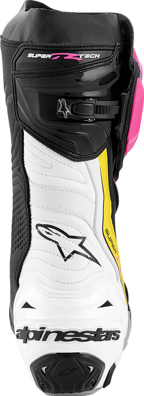 Alpinestars Supertech R Motorcycle Boots - Black, Magenta, White, Yellow - US 10.5 / EU 45
