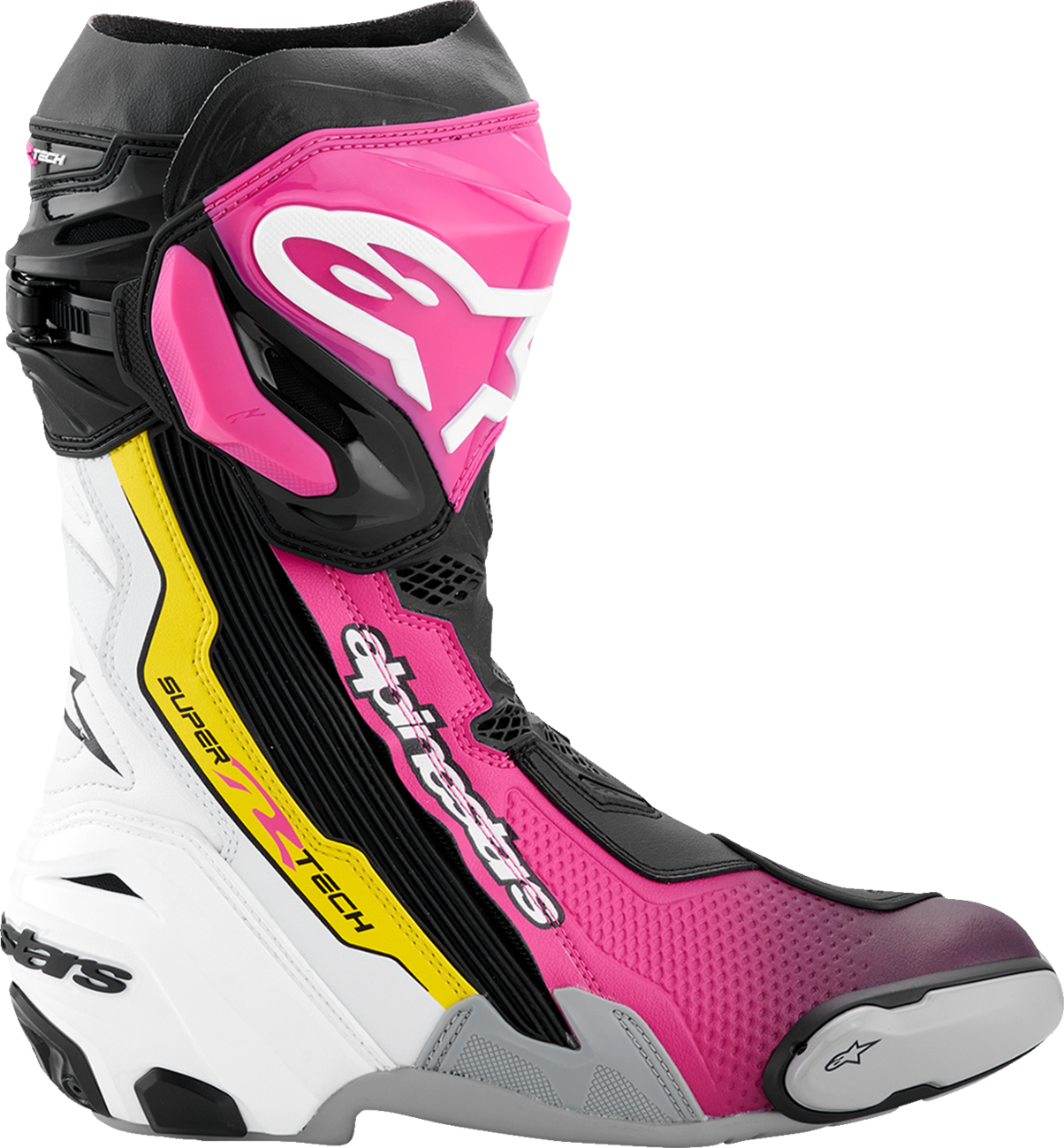 Alpinestars Supertech R Motorcycle Boots - Black, Magenta, White, Yellow - US 10.5 / EU 45