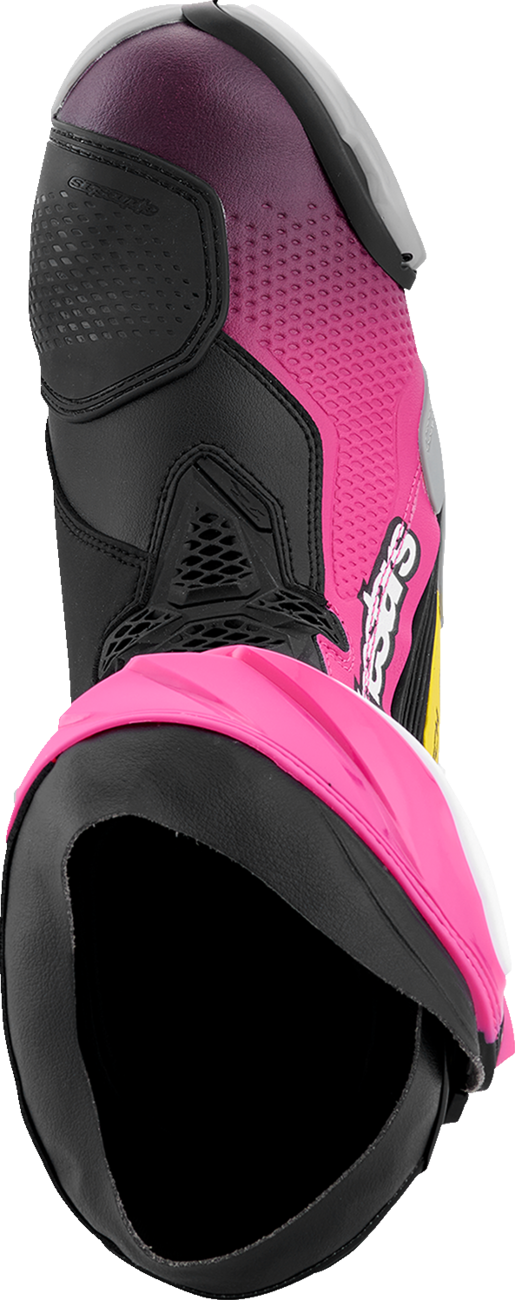 Alpinestars Supertech R Motorcycle Boots - Black, Magenta, White, Yellow - US 10.5 / EU 45