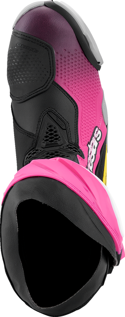 Alpinestars Supertech R Motorcycle Boots - Black, Magenta, White, Yellow - US 10.5 / EU 45