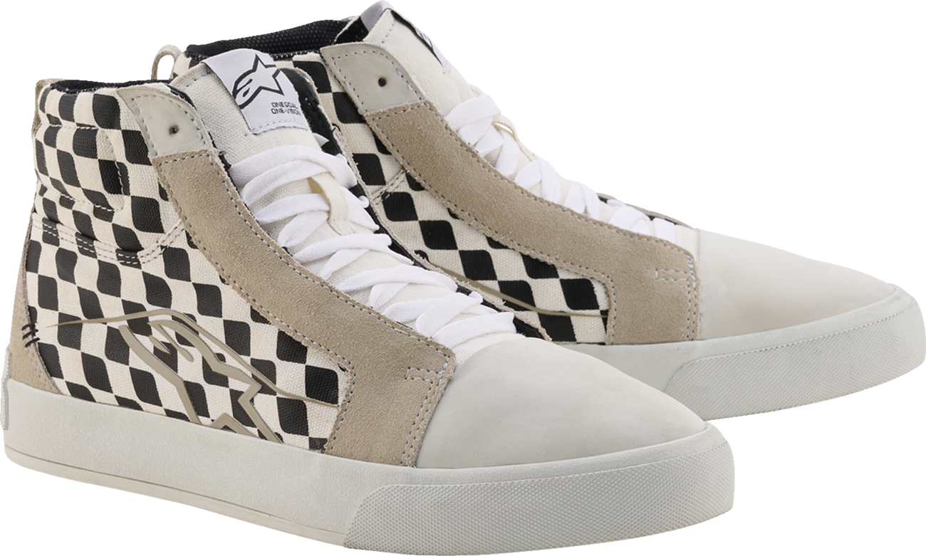 Alpinestars Ride-63 Canvas Shoes US 8 – White, Black & Chess Design with Urban Comfort and Protective Features