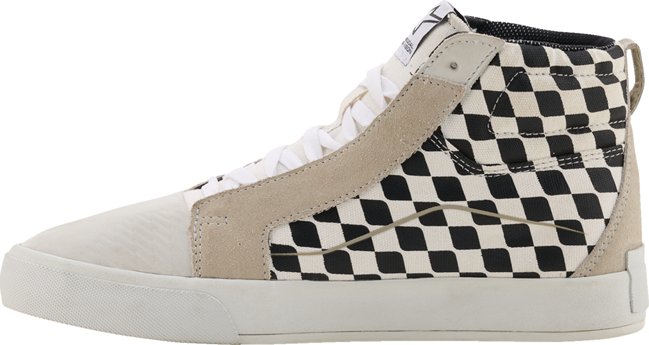 Alpinestars Ride-63 Canvas Shoes US 8 – White, Black & Chess Design with Urban Comfort and Protective Features