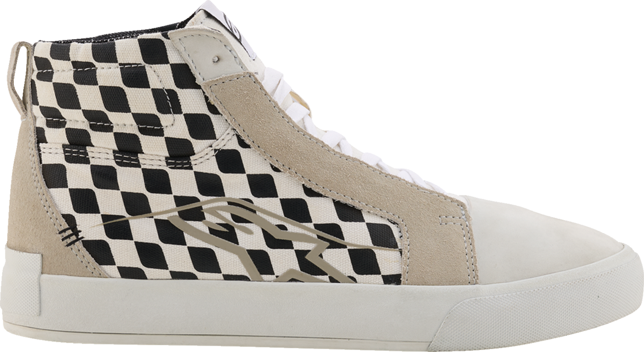 Alpinestars Ride-63 Canvas Shoes US 8 – White, Black & Chess Design with Urban Comfort and Protective Features
