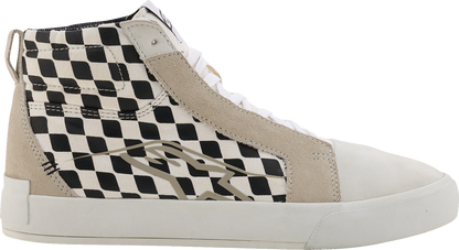 Alpinestars Ride-63 Canvas Shoes US 8 – White, Black & Chess Design with Urban Comfort and Protective Features
