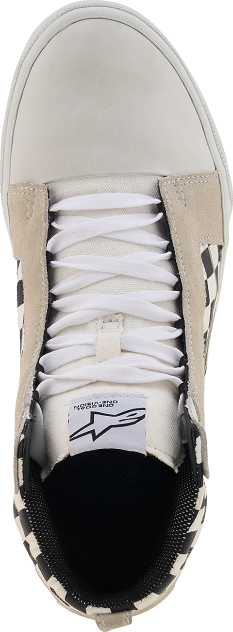 Alpinestars Ride-63 Canvas Shoes US 8 – White, Black & Chess Design with Urban Comfort and Protective Features