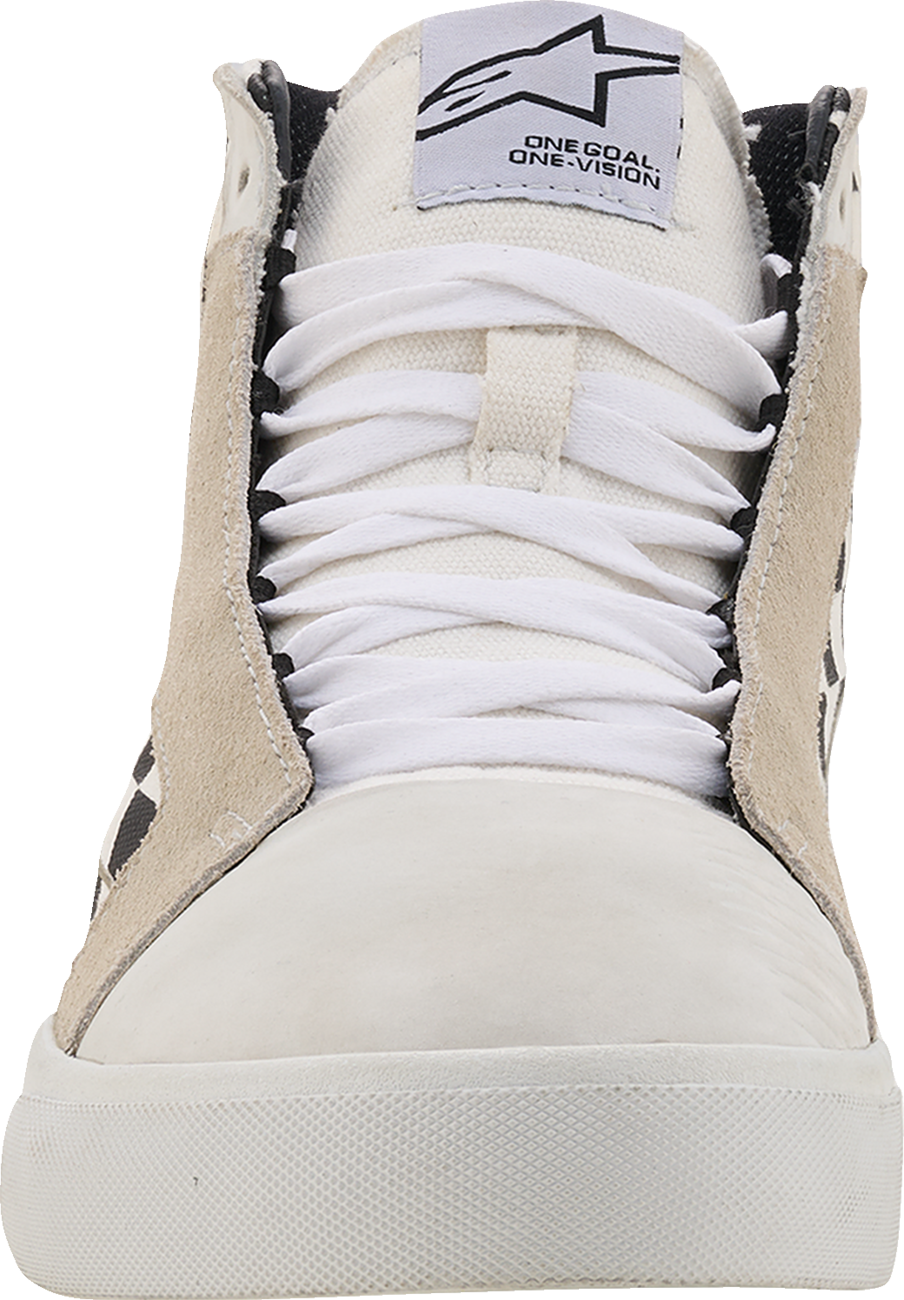 Alpinestars Ride-63 Canvas Shoes US 12 - White, Black & Chess Pattern with Urban Comfort and Bike-Friendly Features