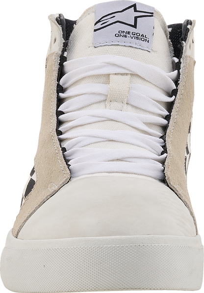 Alpinestars Ride-63 Canvas Shoes US 12 - White, Black & Chess Pattern with Urban Comfort and Bike-Friendly Features