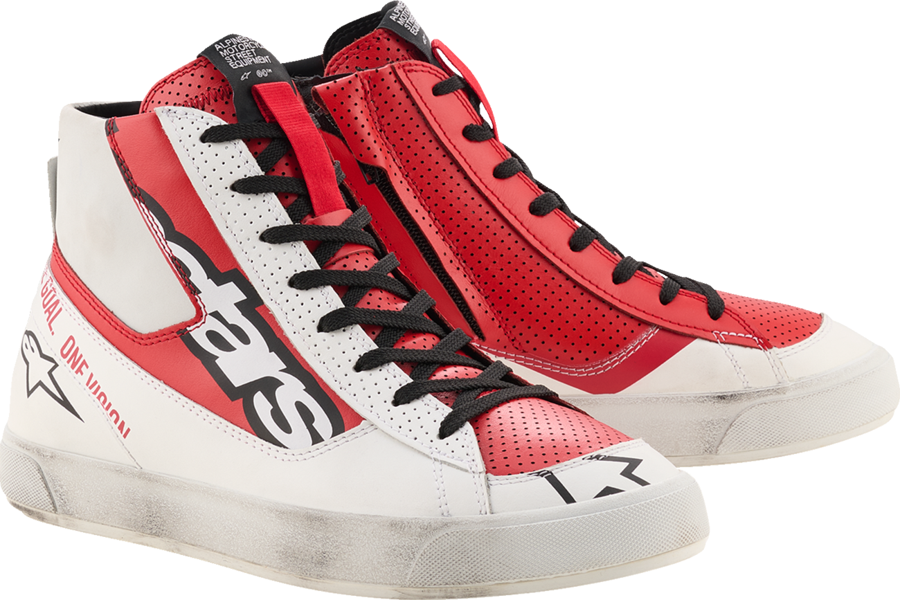 Alpinestars Stated Flair Shoes White/Bright Red US 12 – Urban Motorcycle Footwear with Advanced Protection and Comfort