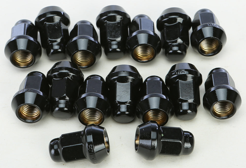 AWC RLUG-BX14B 10mm x 1.25 Tapered Lug Nuts - Black, 14mm Hex Head, Pack of 16